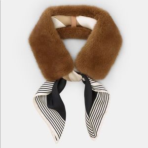 Lafayette 148 mink collar w/ detachable silk scarf